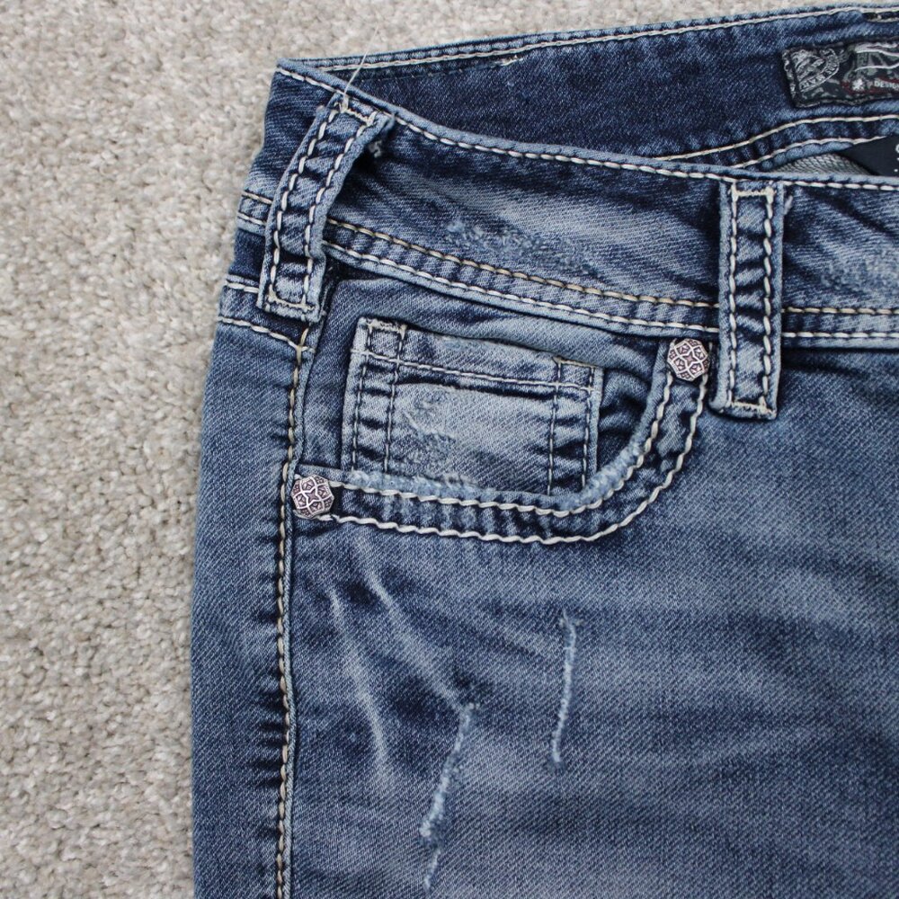 Silver Joga Suki Mid Skinny Jeans Womens 29x31 Blue 5-Pocket Stretch Denim - Picture 11 of 16